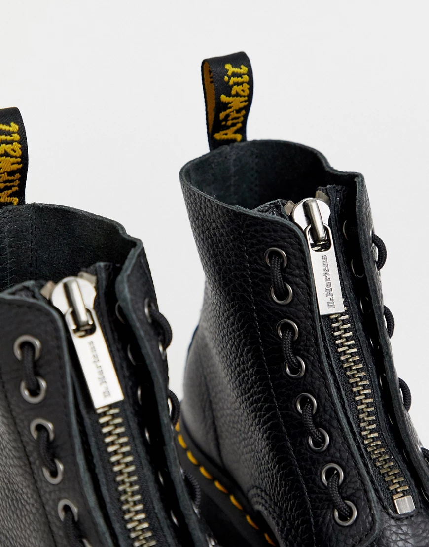 Dr Martens – Sinclair – Schwarze Stiefel aus gewalktem Leder mit Reißverschluss und Flatform