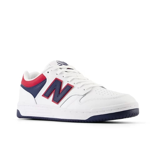 New Balance Men's 480 in Weiß/Blau/Rot, Leather, Größe 36