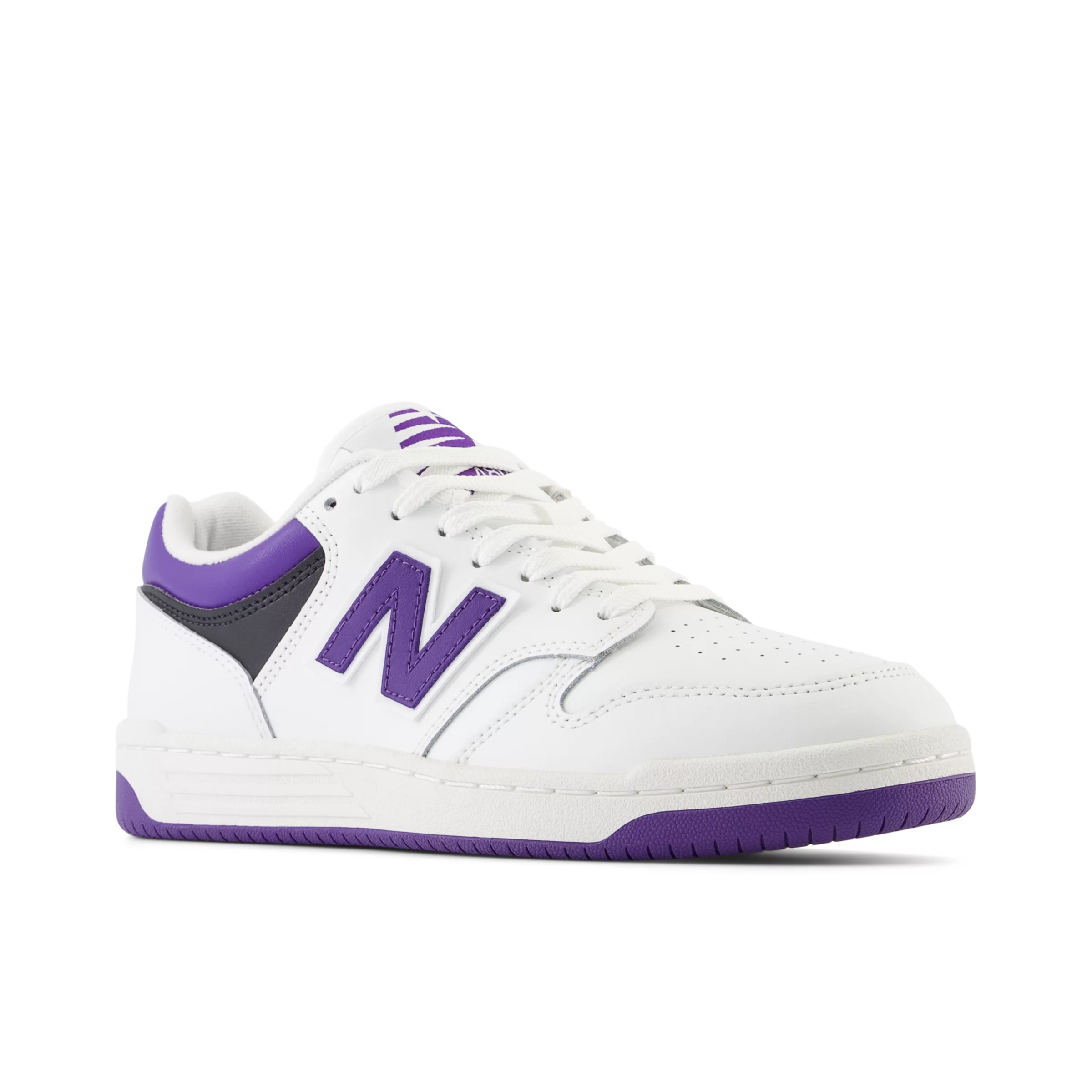 New Balance Men's 480 in Weiß/Violett/Schwarz, Leather, Größe 38.5