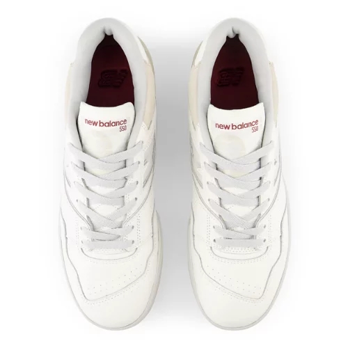 New Balance Herren BB550 in Weiß/Grau/Rot, Leather, Größe 37