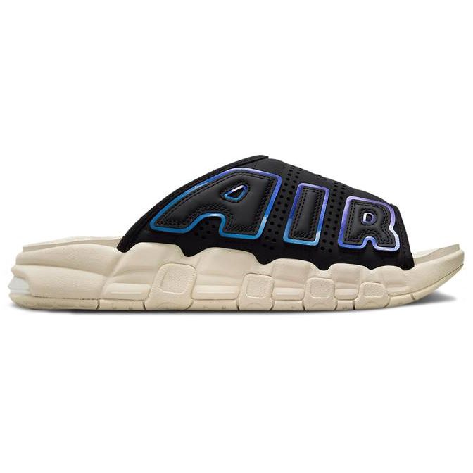 Nike Air More Uptempo Slide Black Sanddrift Iridescent