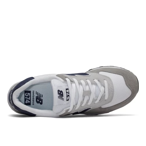 New Balance Herren 574 in Grau/Weiß, Leather, Größe 40.5