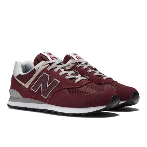 New Balance Herren 574 Core in Rot/Weiß, Suede/Mesh, Größe 42