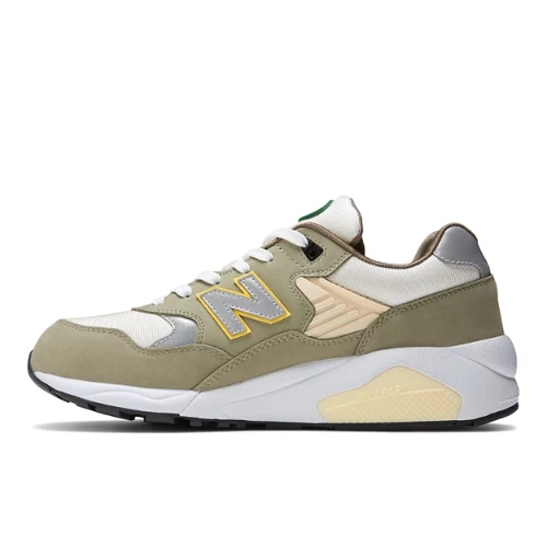 New Balance Herren 580 in Grün/Weiß/Gelb, Leather, Größe 35.5