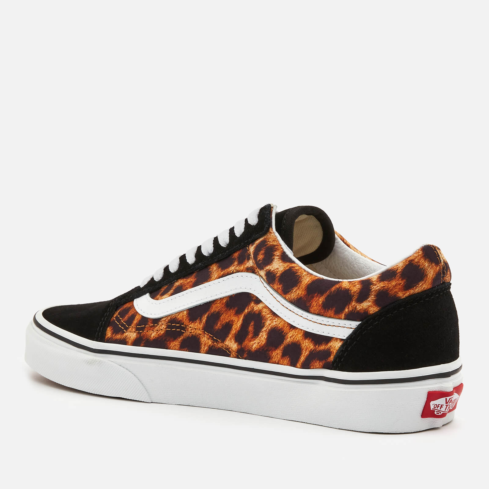 Vans Women's Leopard Old Skool Trainers - Black/True White - UK 3