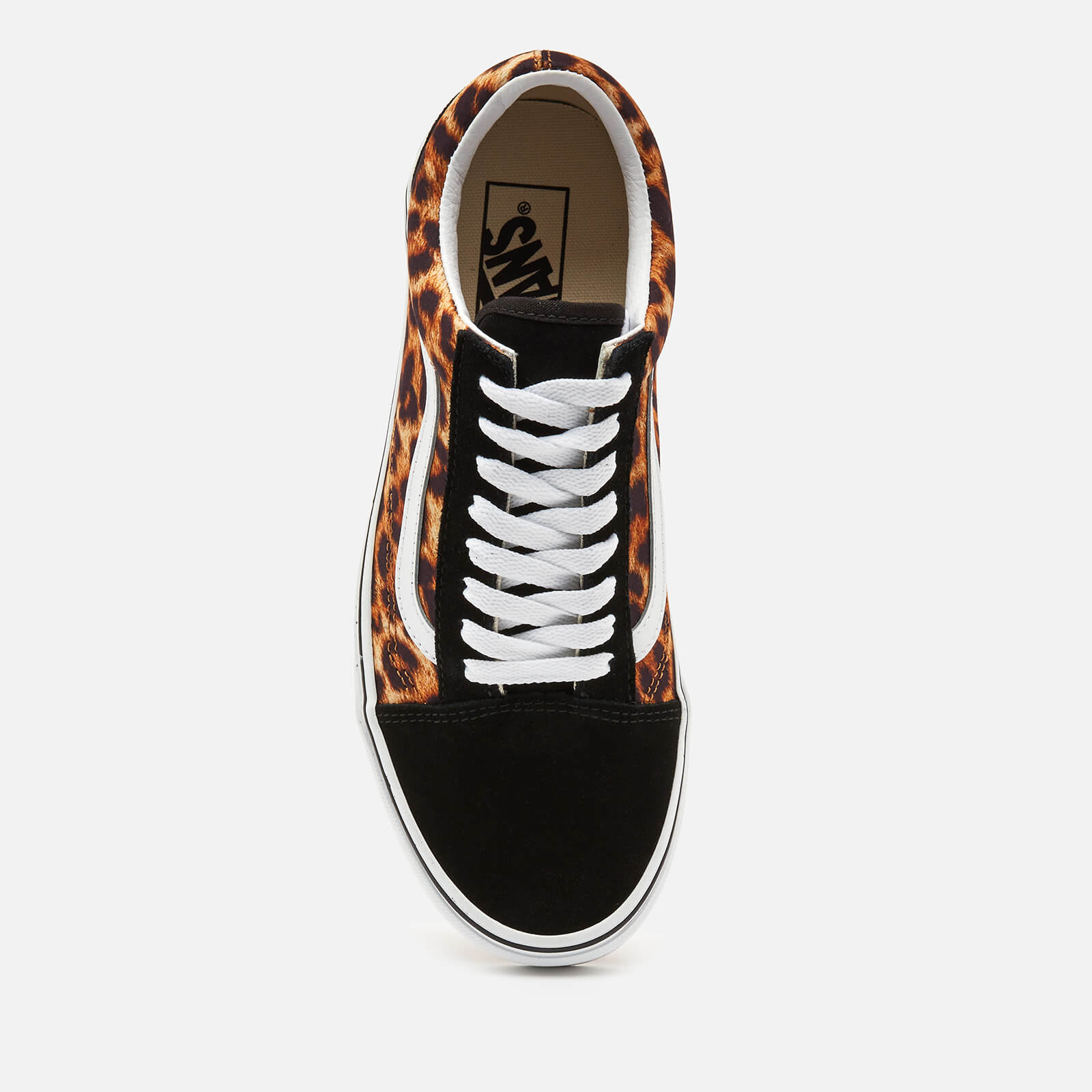 Vans Women's Leopard Old Skool Trainers - Black/True White - UK 3